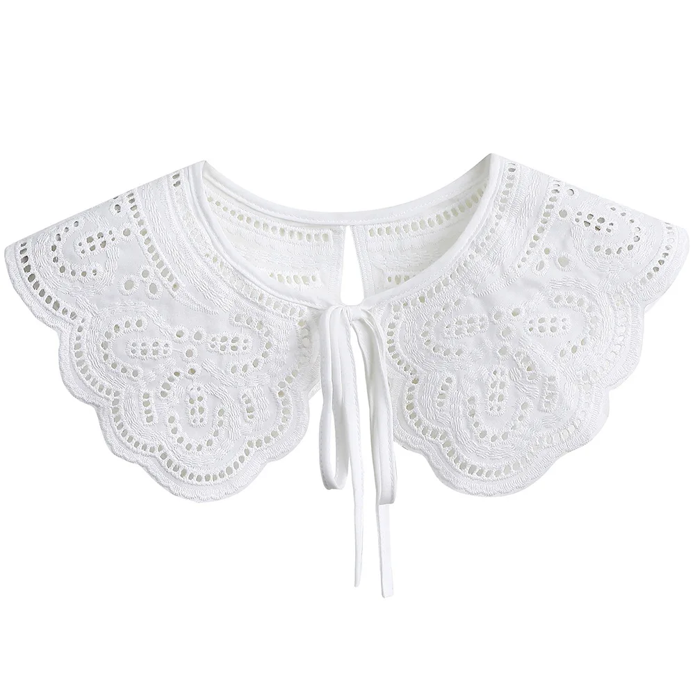 

Lace Small Shawl Women Cloak Summer White Sunscreen with Skirt Bow Tie False Collar