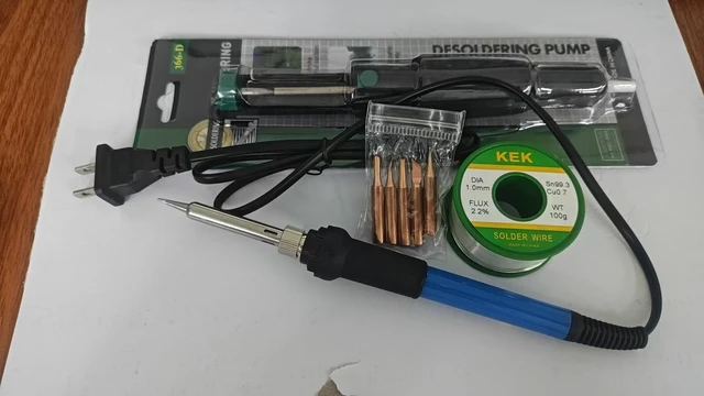 60WElectric Soldering Iron Set with Soldering Iron Head 100g Tin Wire And 366-D Tin Gun - Complete Soldering Kit for Electronics