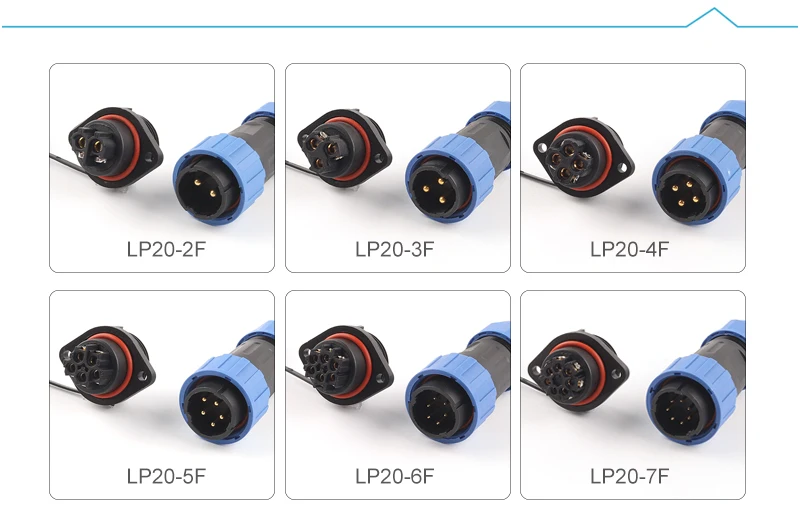 LP/SP20 Mutter/Flansch/Docking/Quadrat IP68 Wasserdicht Luftfahrt Stecker Schraube Crimp Steckdose Männlich Weiblich lötfrei 2-7 Pin – Detail 4