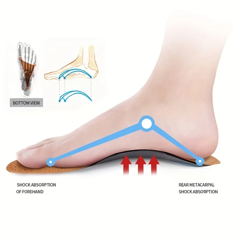 1Pair Leather Orthopedic Insoles Arch Support Insole Flat Feet Plantar Fasciitis Shoe Pads for Sport Insoles, Height Increase Insoles