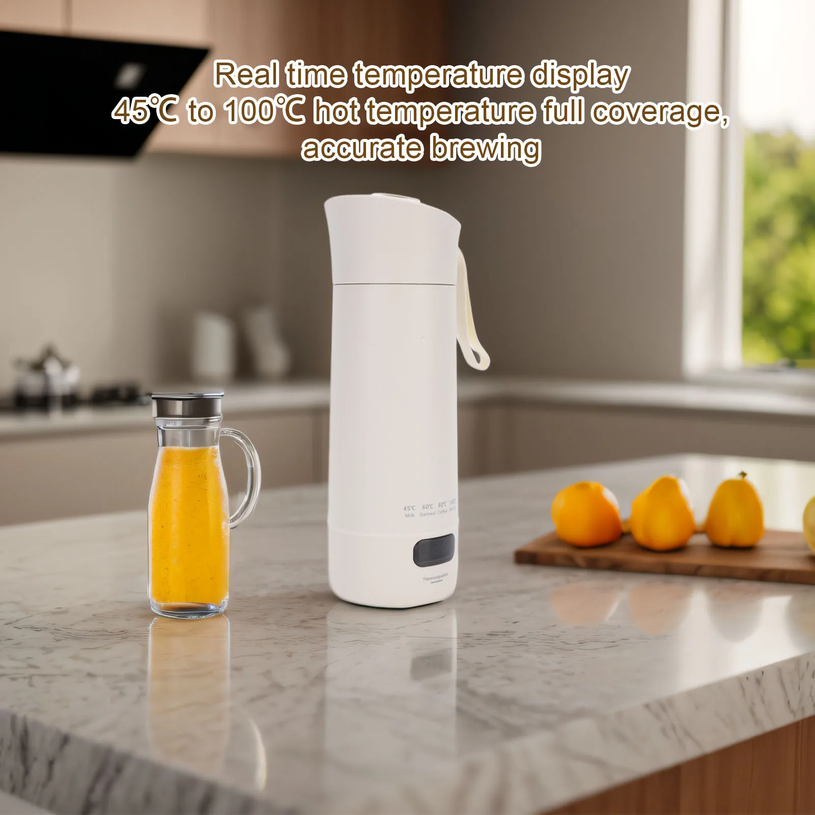 Portable Water Heater Double Layer Anti Scald Travel Electric Kettle 400ml 304 Stainless Steel 4 Temperature Modes for Camping