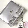 1Pcs Silver Small Notebook Soft Leather Girls Portable Card Holder Student Binder M5 Notepad Simple Ins Style Flipbook 6