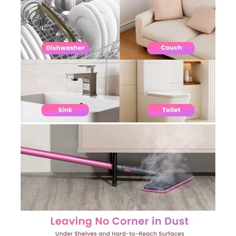 QWSchenley Steam Mop Cleaner with Detachable Handheld Steamer Tiles,7-in-1 Multi-purpose Accessories and Washable Microfiber Pad 3
