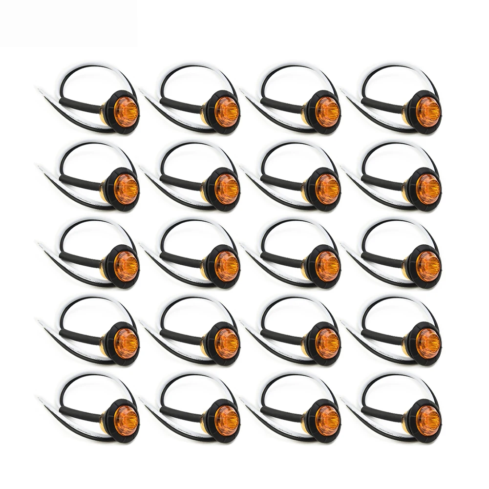 

Easy Installation 20pcs 34 Inch Round Amber LED Lights for Trucks Trailers Perfectly Designed for Side Clearance Marker Lamp