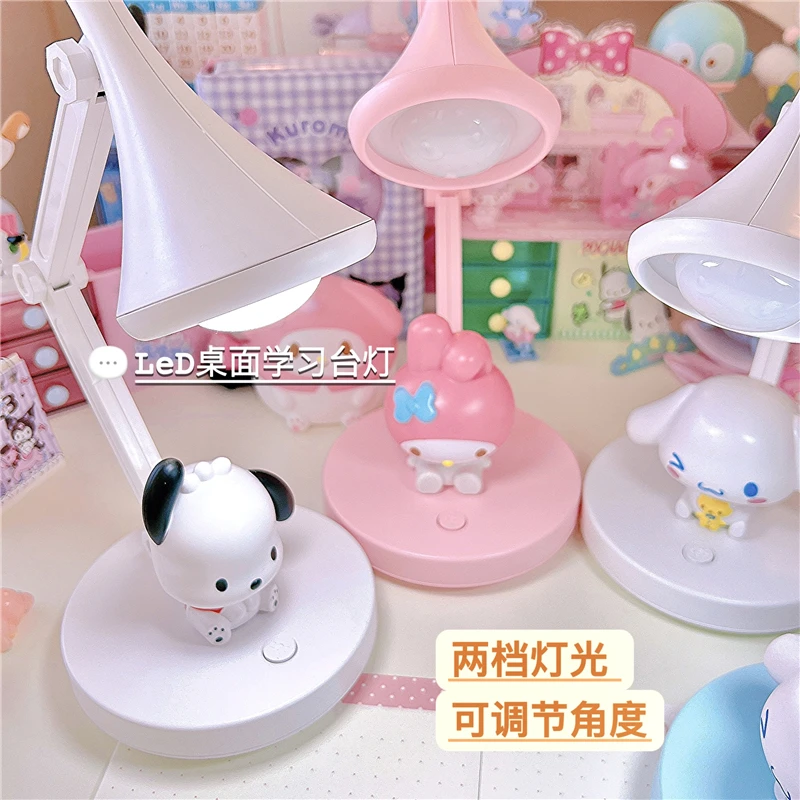 

New Kawaii My Melody Cinnamoroll Pachacco Desktop LED Learning Writing Night Light Table Lamp Anime Bedroom Bedside Lamp