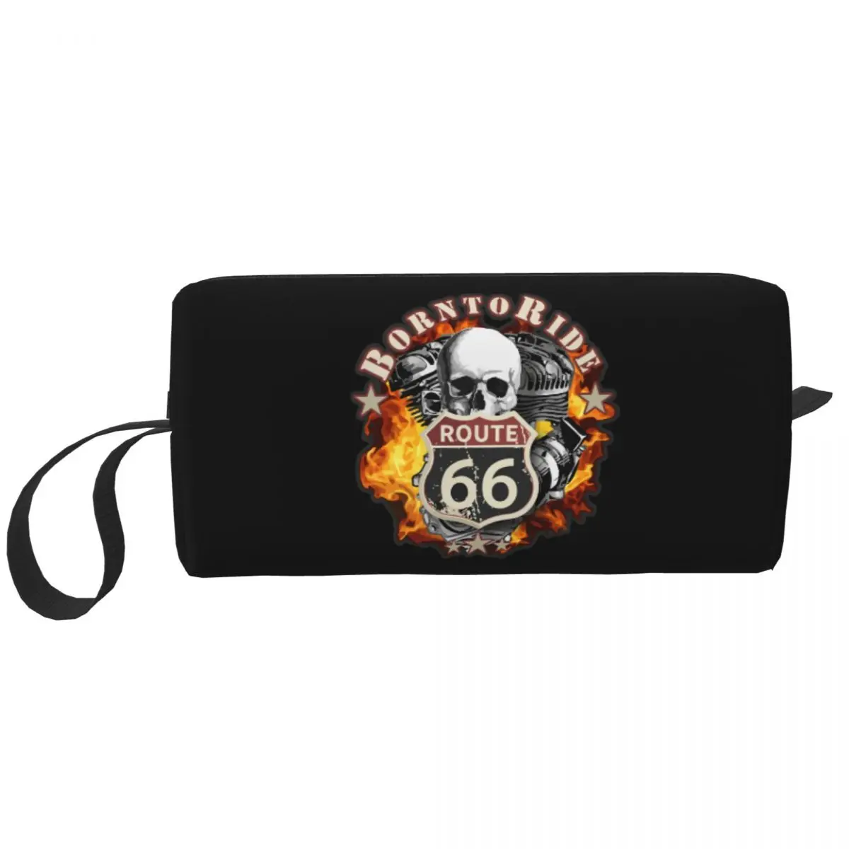 

Модная дорожная косметичка Born To Ride с черепом, Женская дорожная косметичка Route 66, косметичка для макияжа, набор для хранения красоты