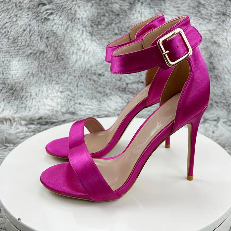 

Rose silk 10cm high thin heels ankle buckle strap sexy fashion dating summer women shoes LX024 ROVICIYA