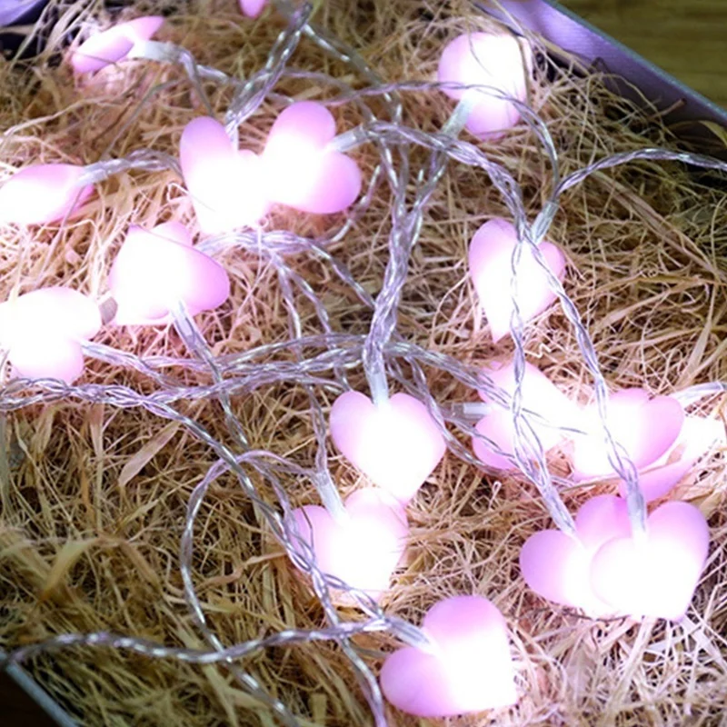 

1.5m 10 Leds Pink/blue Color Fairy Heart Led String Lights Xmas New Year Party Wedding Garland Home Decor