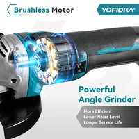 YOFIDRA 125mm 4 vitesses meuleuse d'angle électrique sans brosse métal bois meulage polissage coupe outil électrique pour Makita batterie broche 3