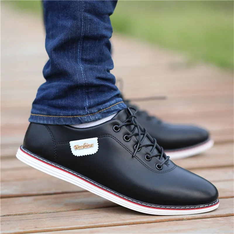 Men's PU Leather Business Casual Outdoor Breathable Sports Loafers Walking Shoes