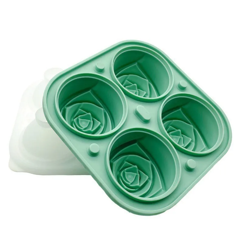 3D Rose Ice Molds Ice Cube Tray Flower Shaped Ice Cube Making Mold Food  Grade Silicone Big Ice Ball Maker kitchen accessories