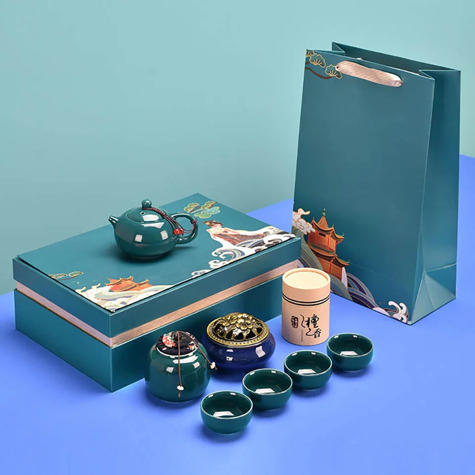 1 Set Porcelain Tea Set Ceramic Tea Cup With Box Chinese For Home Restaurant Office Gifts For New Year Holiday Lover