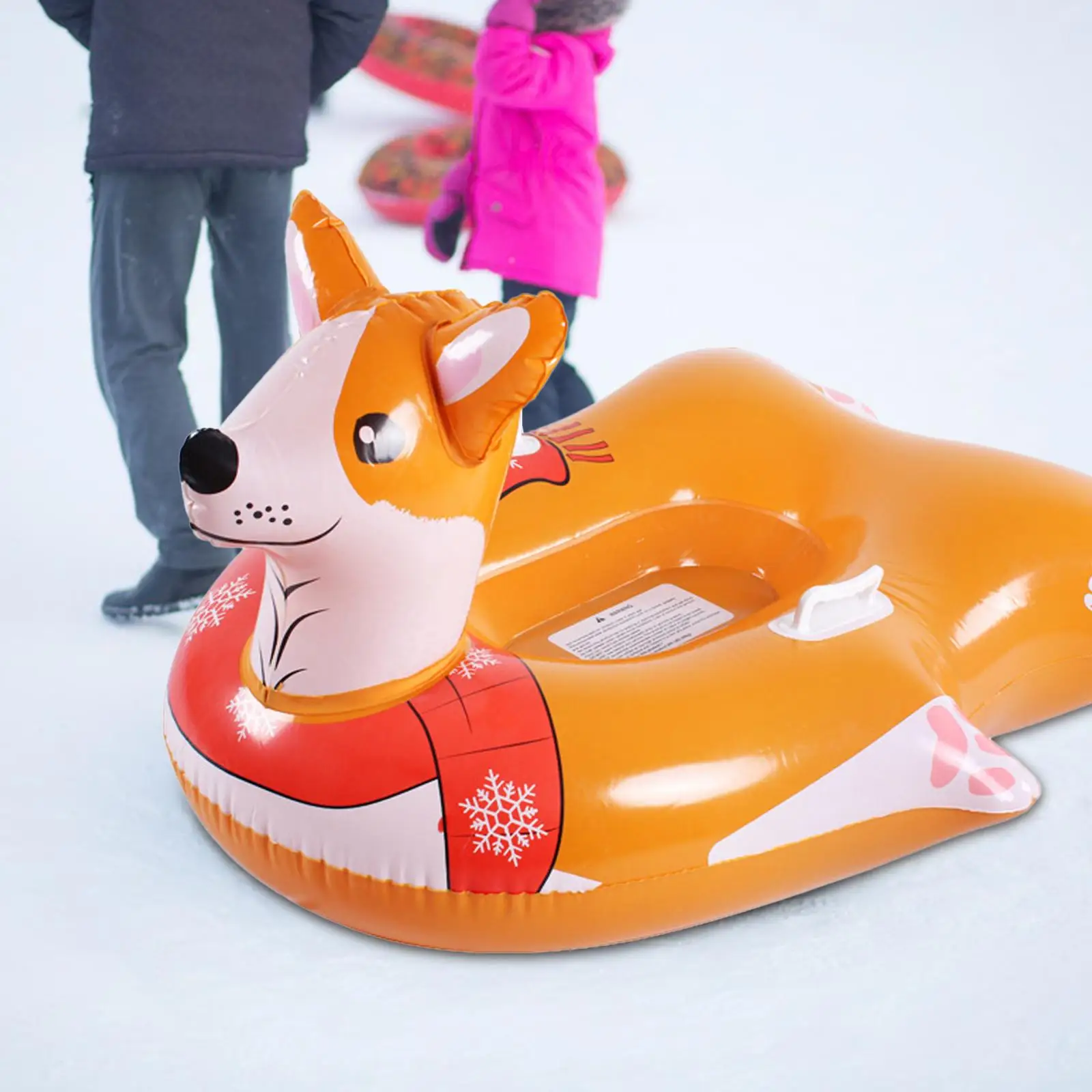 Inflatable Snow Tube Snow Sled Puppy Tube Heavy Duty Portable Winter with Handles for Sledding Outdoor Games