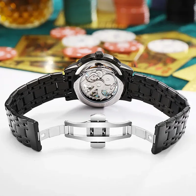 Man Tourbillon Automatic Mechanical Watch All-hollow Glow in The Dark Waterproof Watch Men Business Automatic Sports