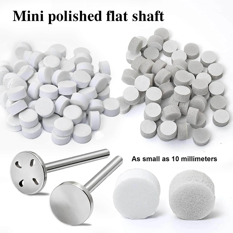 50개 10mm 자가 접착식 교체 가능한 스펀지 버핑 패드 스테인리스 디스크 페디큐어 폴리시 액세서리