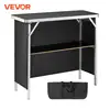VEVOR Folding Portable Bar Table Tradeshow Podium Table for Party Picnic Exhibition Includes Carrying Case Storage Shelf & Skirt 1