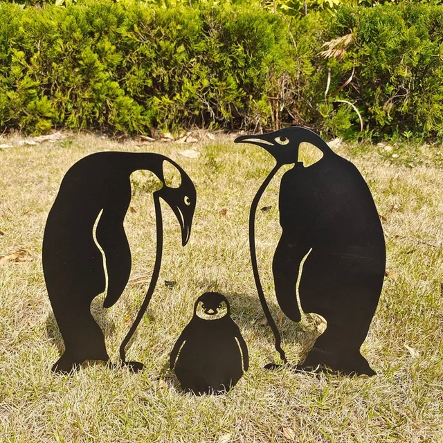 Signe de cour de silhouette de pingouin avec le pieu, art en métal de  famille, pelouse extérieure de ferme, décor de jardin, cadeau d'halloween -  AliExpress