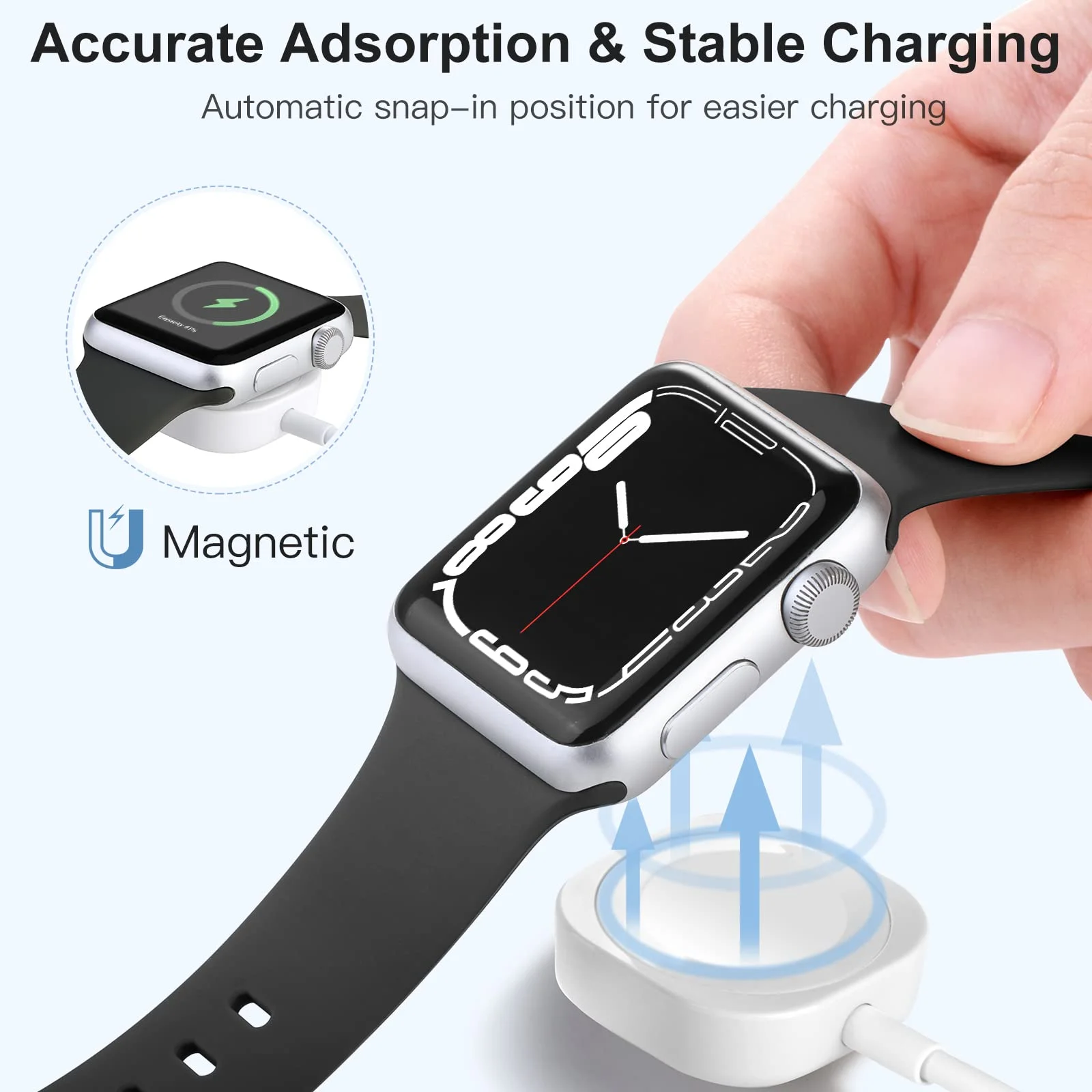 애플워치 충전기 USB 마그네틱 무선 고속 충전 케이블 (iWatch 11 10 9 8 7 6 5 4 3 2 SE/2 울트라 충전기 휴대용)