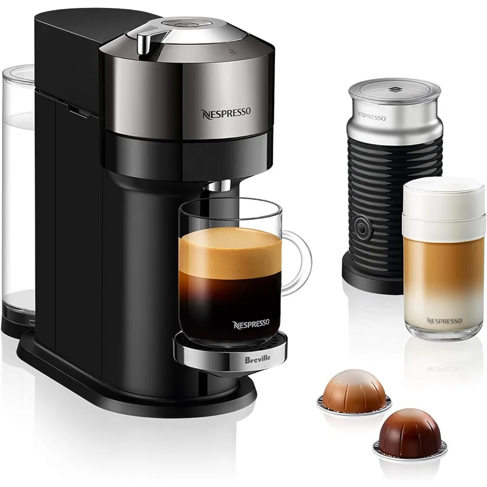 Deluxe Coffee and Espresso Maker, Capsule coffee machine, household use, with Milk Frother,1.1 liter, Black, Dark Chrome 2