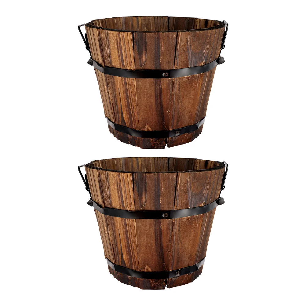 

Bucket Planter Flower Pot Rustic Wooden Flower Planters Planter Box Container Rustic Wooden Barrels Flower Pot Container Box