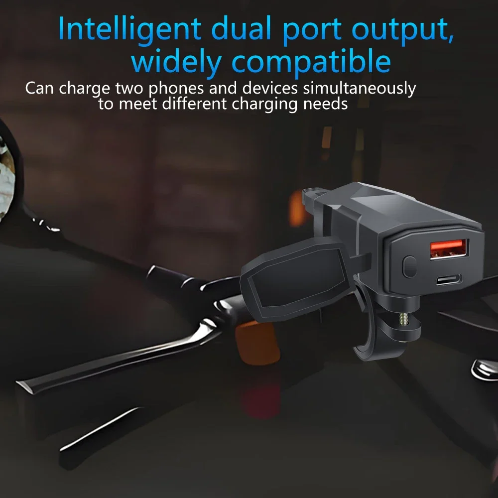 High-Speed Dual USB Motorcycle Charger with Voltmeter - Waterproof and Durable