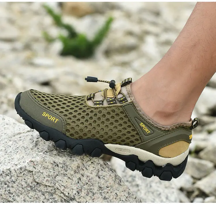 Herren Mesh atmungsaktive Wanderschuhe Sommer rutschfeste weiche Sohle Sportschuhe Outdoor verschleißfeste stoßdämpfende Laufschuhe – Detail 17