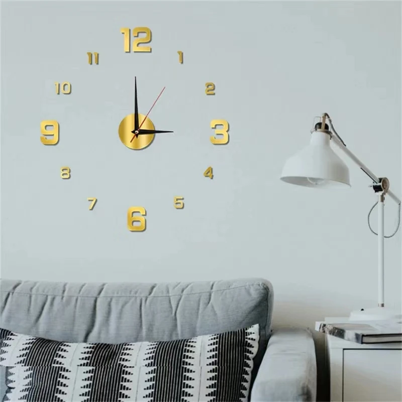Modern Design Wall Clock DIY Clocks Fashion Clock Acrylic Mirror Stickers For Living Room Home Hotel Restaurant School Decoratio