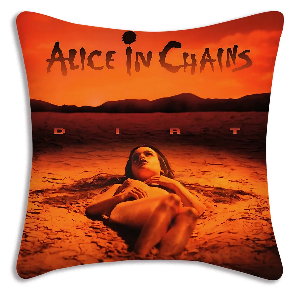 Retro Music Alice In Chains Pillow Covers Cartoon Sofa Decorative Home Double-sided Printing Short Plush Cute Cushion Cover 5