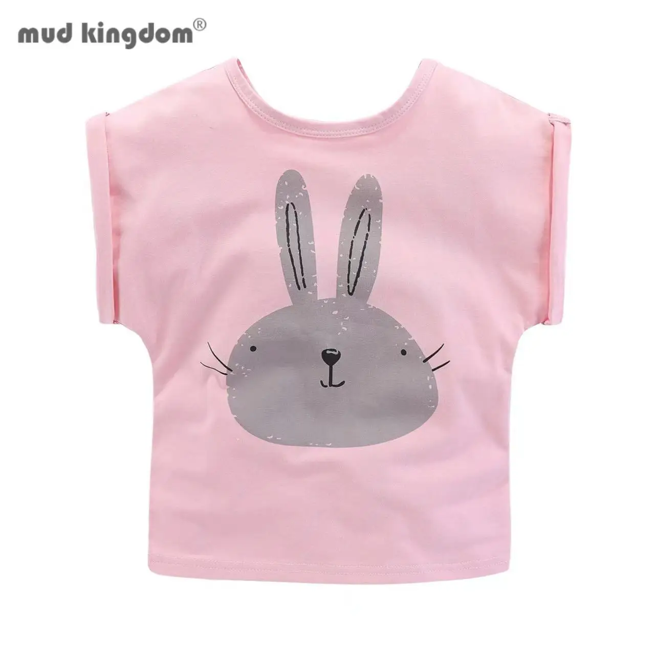 

Mudkingdom Cute Girls Tshirt Short Sleeve Tees for Kids Summer T-Shirt Rabbit Bunny Printing Clothes Cotton Casual Tops