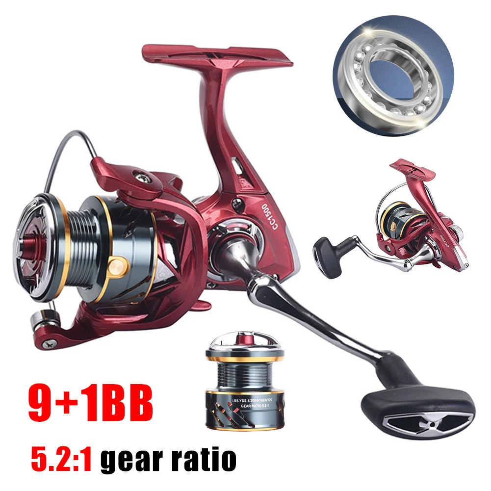 

Ultra Light Spinning Reel CC1500~3000 Series 8KG Max Drag 5.2:1 Fishing Reel Metal Handle Freshwater Saltwater Fishing Tackle