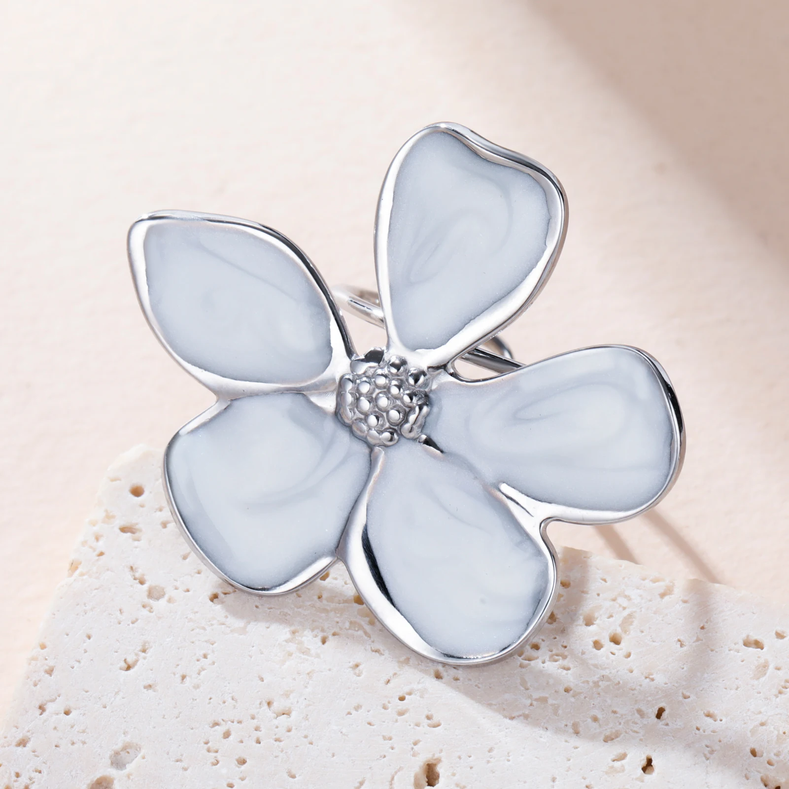 COOLTIME Tropfendes Öl Bunte Blumenring für Frauen Edelstahl Verstellbare Ringe Trend Ästhetik Hochzeit Schmuck Geschenke – Detail 21