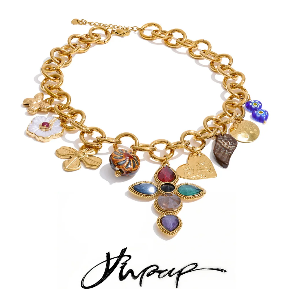 Yhpup Stainless Steel Chain Necklace 18K Golden PVD Plated