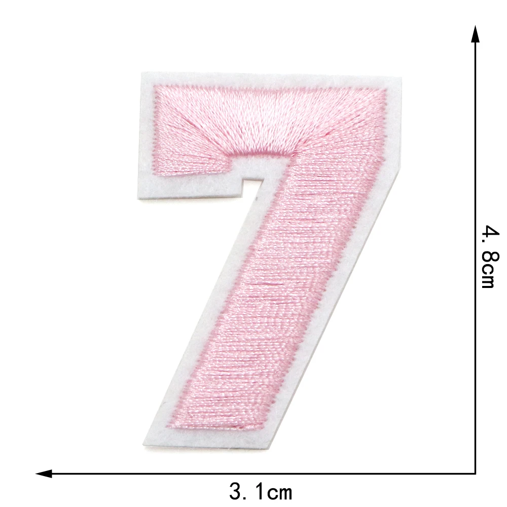 1 STÜCK 4,8 cm Rosa 0-9 Nummer Gestickte Patches Eisen auf Patch Figur Ziffer Für DIY Brief Streifen Motiv Applikationen Abzeichen – Detail 9