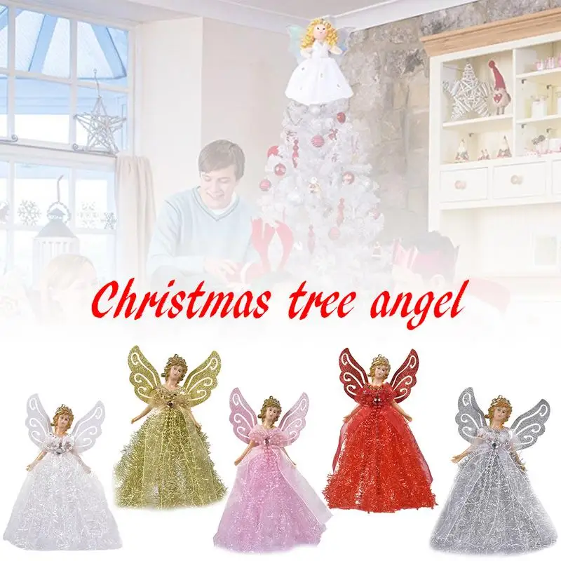 Christmas Angel Tree Topper Pendant Delicate Angel Figurine Ornaments Christmas Tree Decor Festive New Year Party Decoration christmas tree decoration