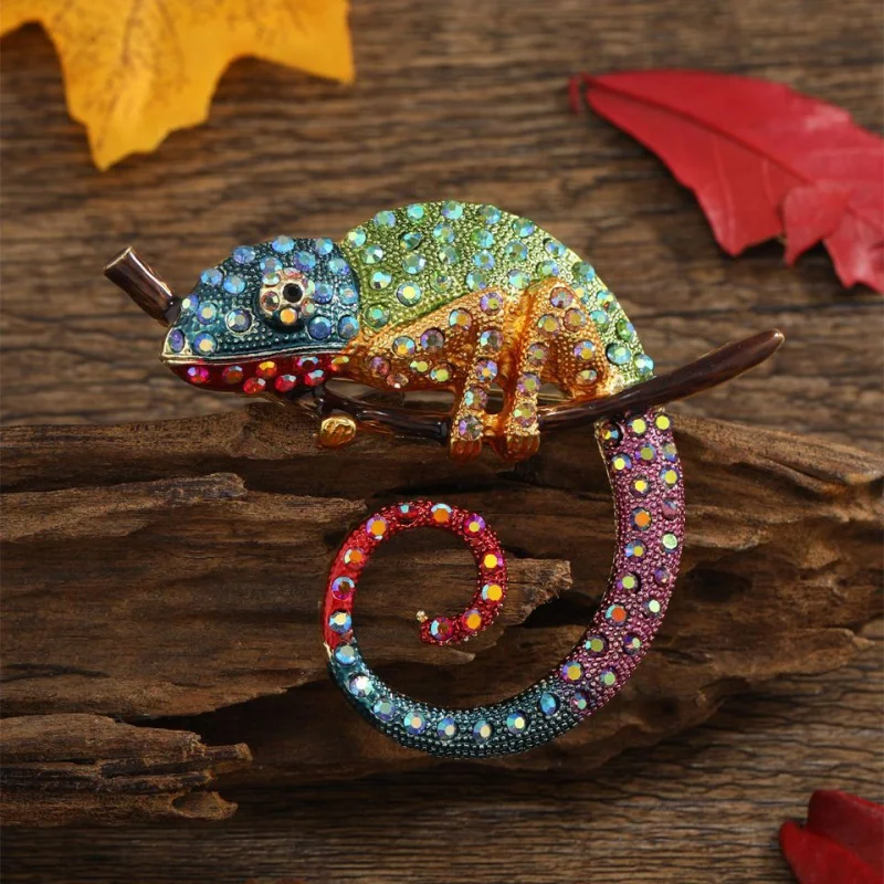 

Chameleon Brooch Retro Personality Glaze and Colours Animal Men's Suit Women's Sweater Pin Corsage Ornament Model