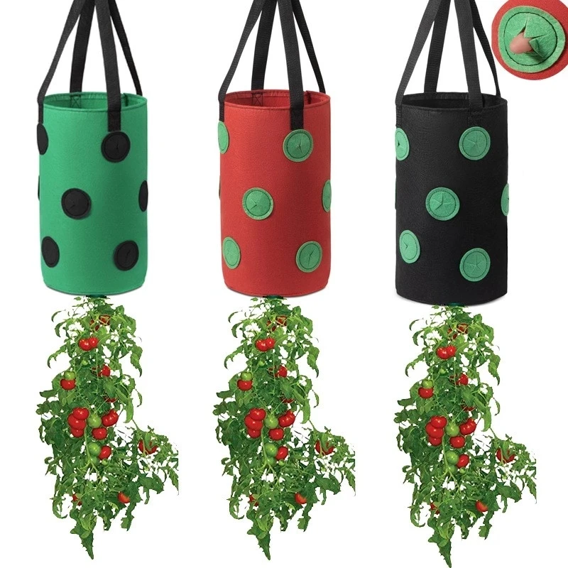 

New Garden Tools Fabric Flower Bag Strawberry Growing Bag Plant Pot Wall Hanging Planter Vertical Vegetables Potatoes Greenhouse