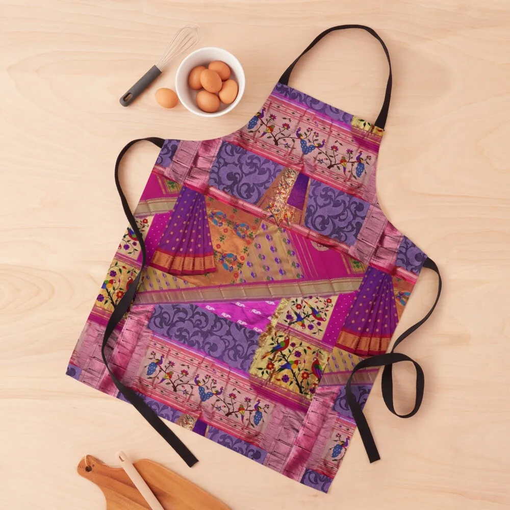 Ediemagic Sari fabric Patchwork Apron kitchen clothes innovative kitchen and home items Novelties Kitchen And Home Apron