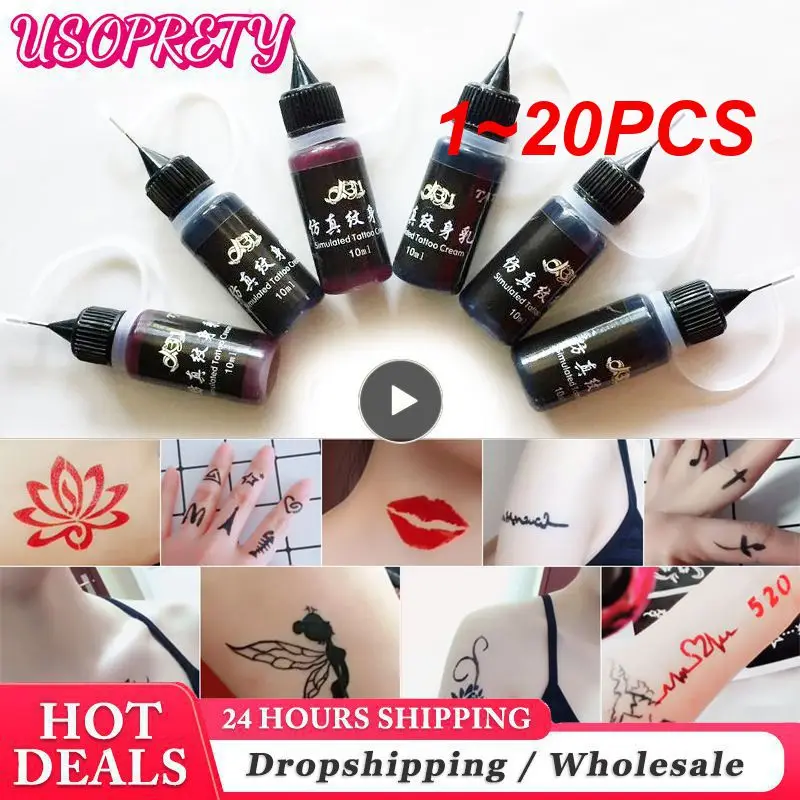 

1~20PCS Colors 10ml Juice Tattoo Cream Tattoo Gel Safe Waterproof Long Lasting Natural Oxidation Of Juice Tattoo Cream