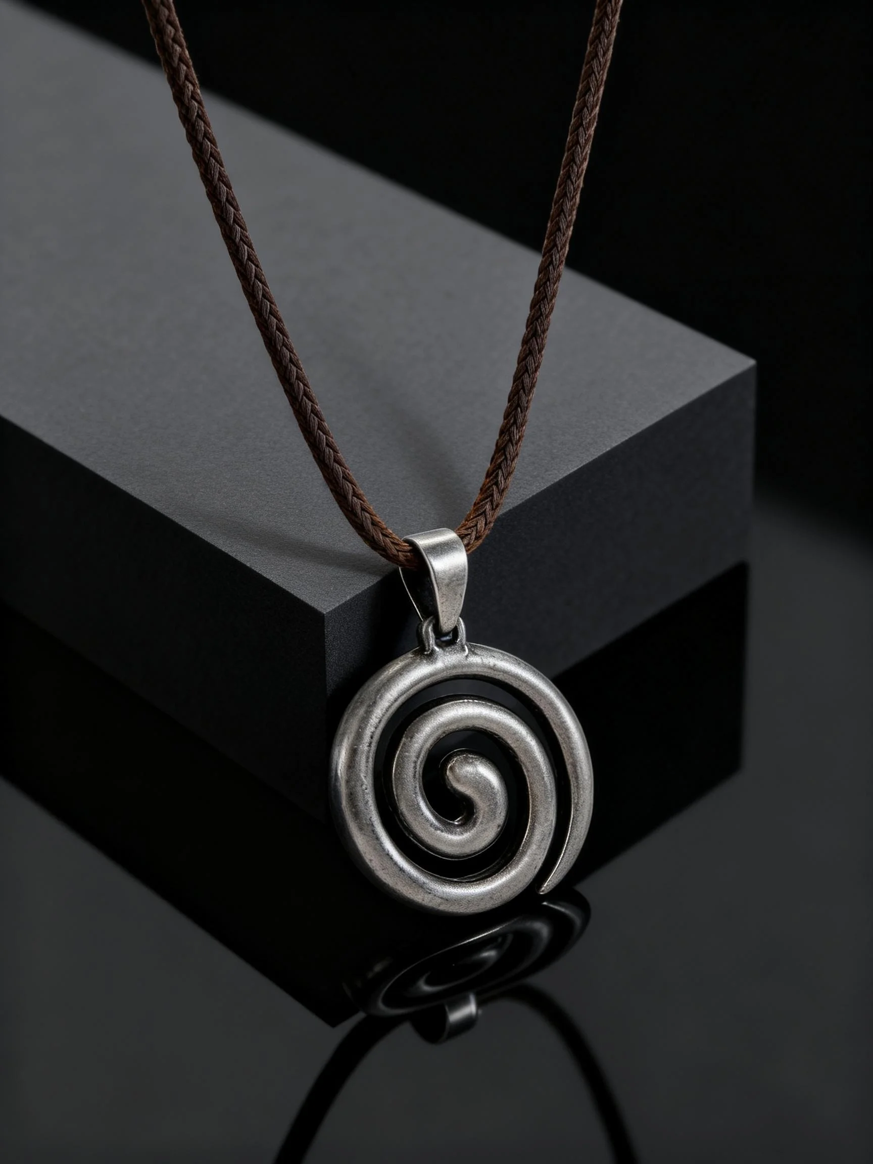 Stilvolle Vintage Edelstahl Geometrische Spiral-Vortex Anhänger-Halskette für Männer Gewachste Seil-Halskette Mode Hip-Hop Schmuck – Detail 4