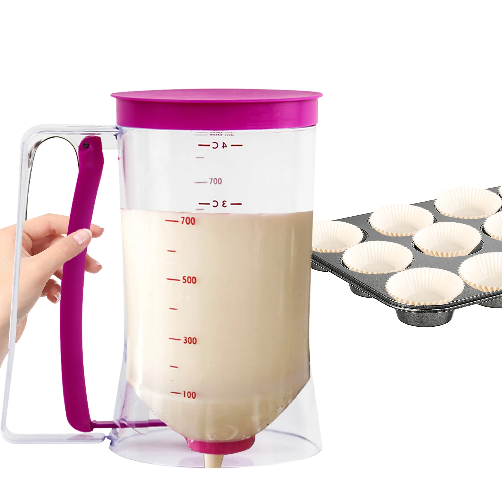 

Cupcake Pancake Cookies Cream Dispenser Cake Mix Jug Baking Essentials Maker Cooking Tools Funnel Measuring Cup Accessories