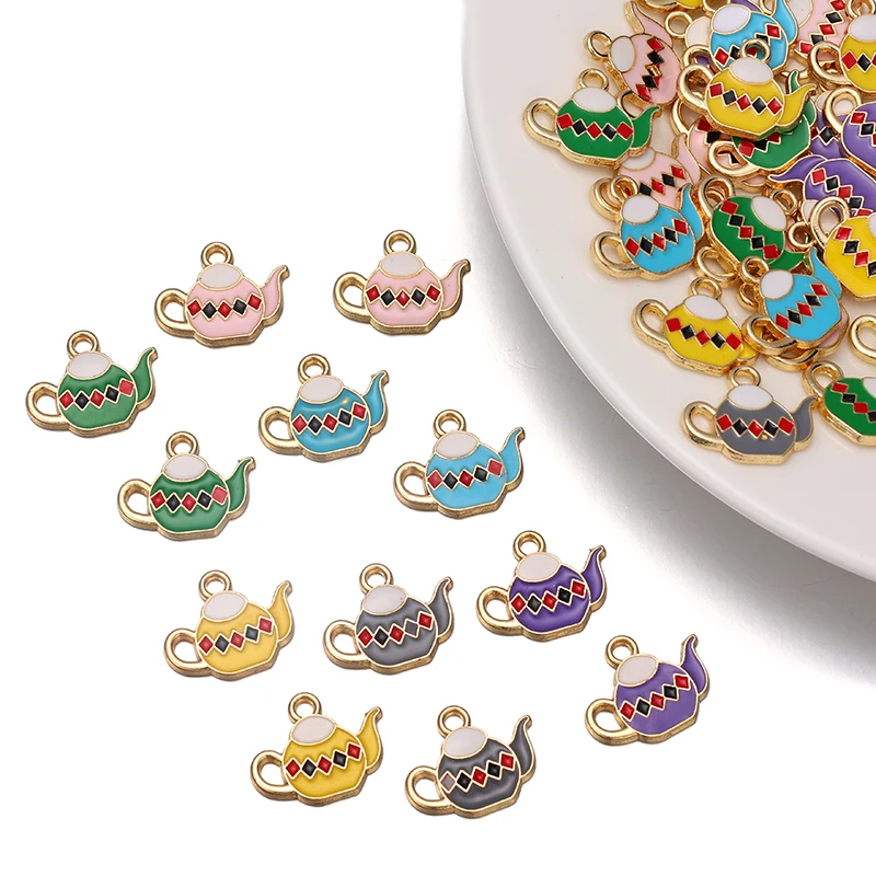 

20Pcs Enamel Cup Teapot Pendants For Handmade Charms Jewelry Making Supplies Accessories DIY Earrings Necklaces Bracelets Crafts