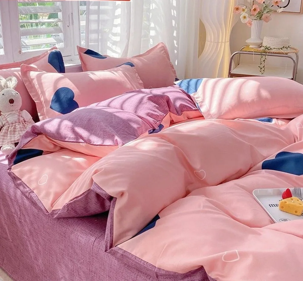 

INS Style Love Heart Duvet Cover Set Girls Adults Quilt Cover Single Twin Full Queen Size Decor Home Bedclothes