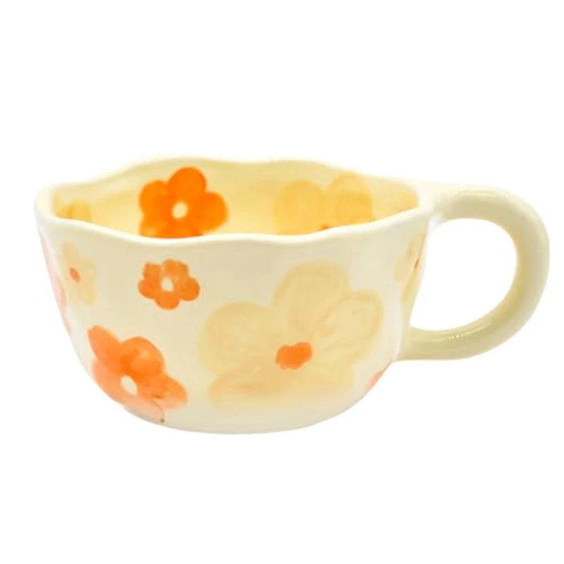 

New Elegant Floral Ceramic Mug Coffee Cup With Flower Decorations, 250Ml Spring Drinkware For Home Decor