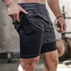 Men Sport Shorts Summer 2 In 1 Double-deck Quick Dry GYM Sport Shorts Fitness Jogging Workout Shorts Running Short Pants Men 1