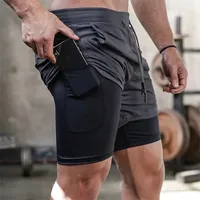 Men Sport Shorts Summer 2 In 1 Double-deck Quick Dry GYM Sport Shorts Fitness Jogging Workout Shorts Running Short Pants Men 1
