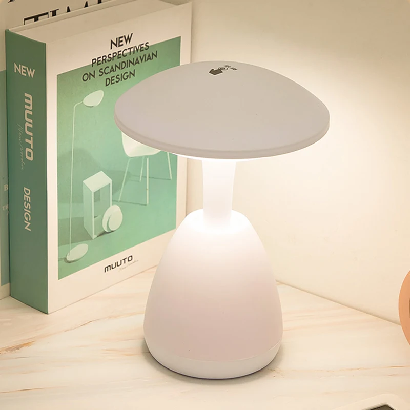 LED 버섯 소형 테이블 램프, 휴대용 USB 충전, 조도 조절 꽃 봉오리 램프, 침실 침대 옆 램프