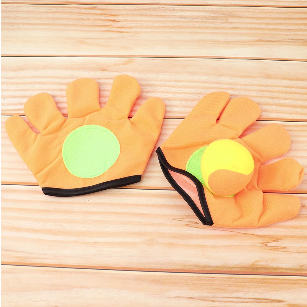 2 Pairs Outdoor Plush Sports Toys Funny Sticky Ball Gloves Toy Cartoon Tossing Ball Gloves Toy Educational Throwing Catching 6