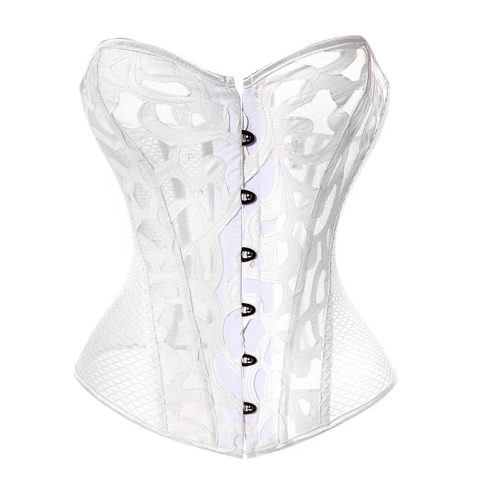 White Sexy Bridal Wedding Lingerie Corselet Open Floral Lace Bustier