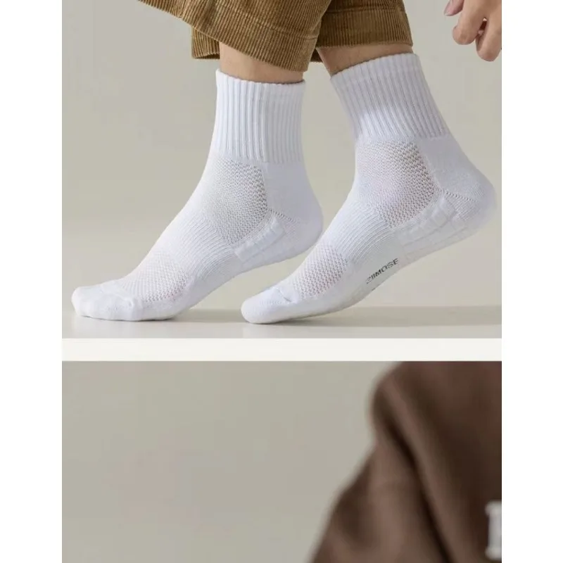 Sports Socks Men's Cotton Deodorant Winter Towel Bottom with Velvet Mid-tube White Stockings Thickened Basketball Socks 1pairs