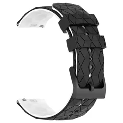 Premium Silicone Watch Strap - Universal 22mm & 20mm Band Replacement for 20mm (Black White)